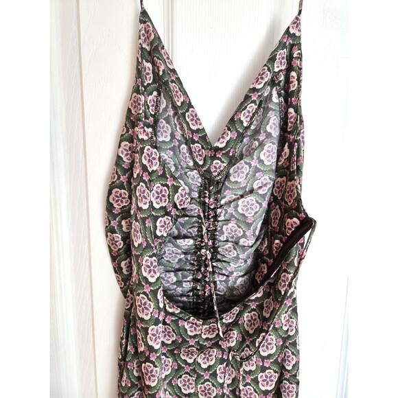 Bishop & Young S Small Adria Ruched Front Midi Pink Floral Dress Cottagecore - Picture 3 of 8